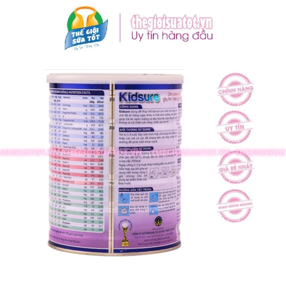 Sữa bột Havit Kidsure 900g - Sữa Dành Cho Trẻ Biếng Ăn Thấp Còi Suy Dinh Dưỡng