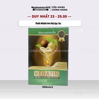 Nhuộm Đen Không Dính Da Đầu Tinh Chất Trái Cây Macadamia Kerarin 500ml x 2