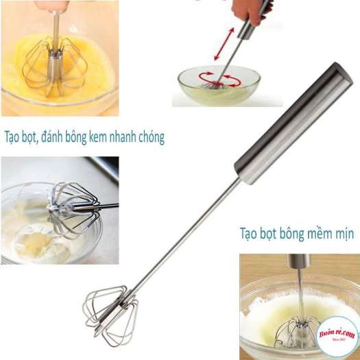 Cây đánh trứng có trục xoay tự động thông minh chất liệu inox 26cmClovershop68