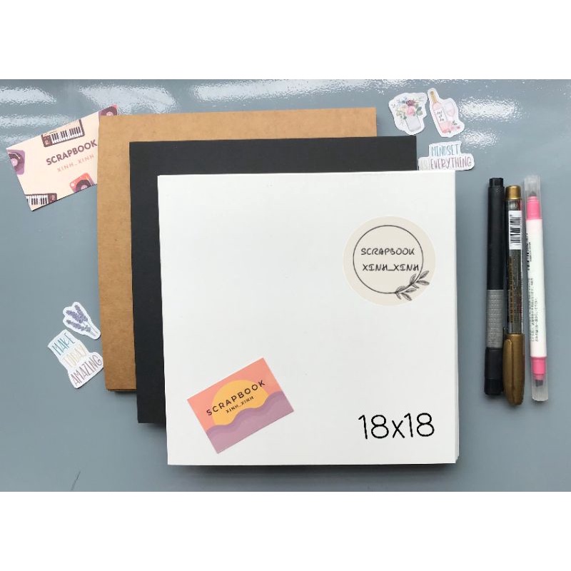 10 tờ giấy bìa 18x18 kraft/trắng/đen