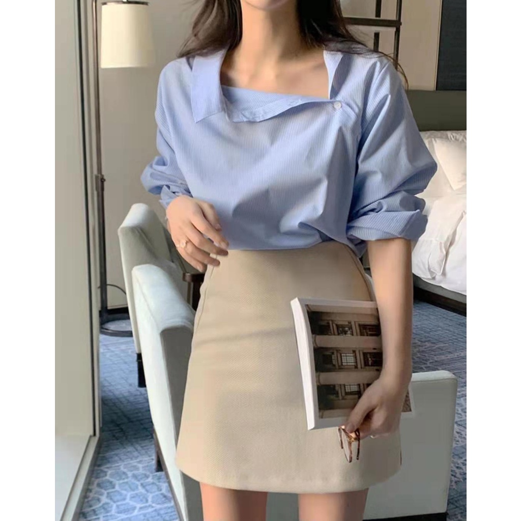 Áo Sơ Mi chiffon Tay Dài Họa Tiết Kẻ Sọc Phong Cách retro Thời Trang Xuân Hè Mới 2022 Dành Cho Bạn Nữ