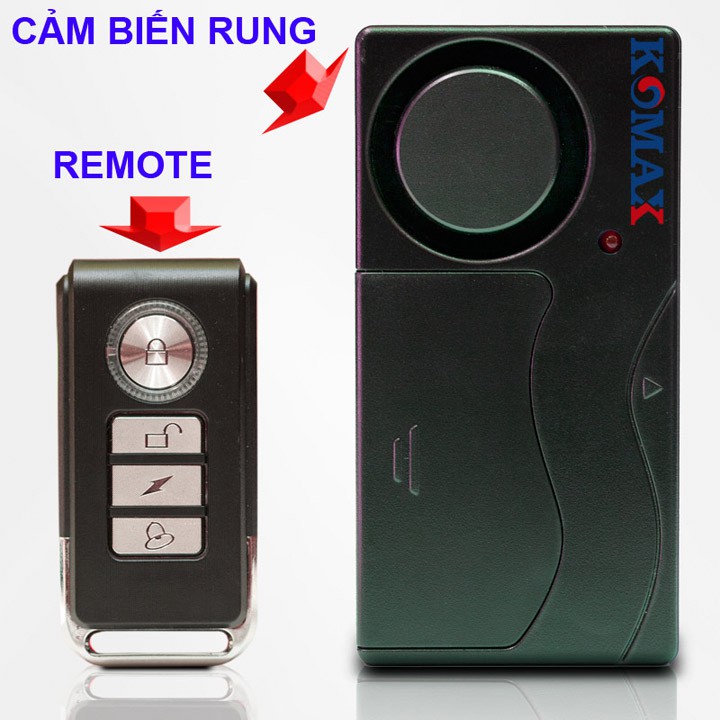 CẢM BIẾN RUNG CHỐNG TRỘM XE MÁY KM-R16, Cảm biến rung chống đập cửa kinh, chống trộm dùng pin có remote