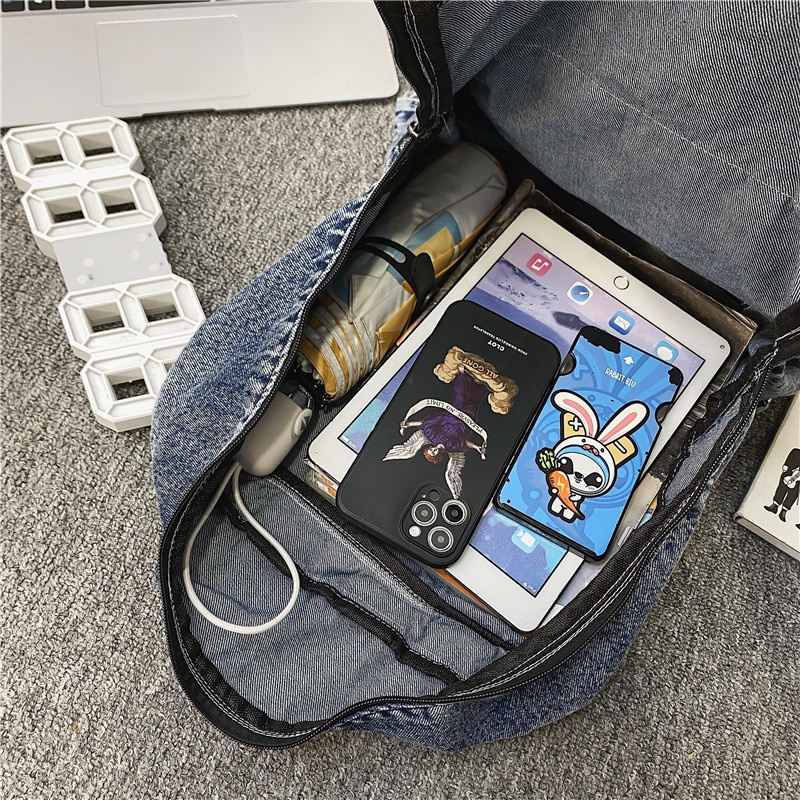 Ba Lô Denim Siêu Nhẹ Phong Cách Hàn Quốc Mới Dễ Phối Đồ Cho Nữ