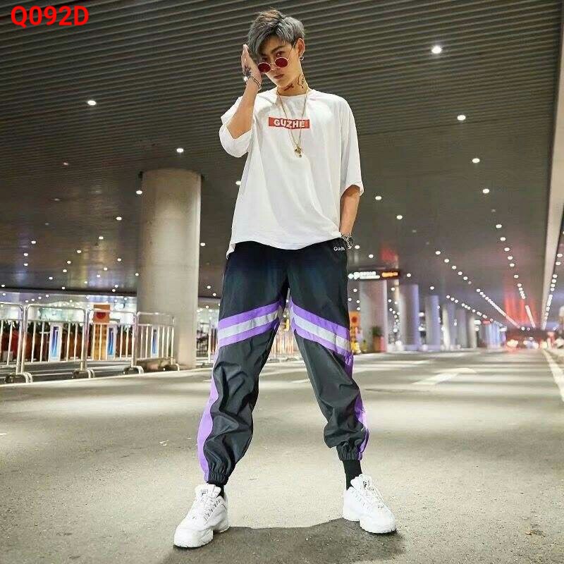 Quần jogger nam nữ dáng dài ống rộng bo gấu màu đen xám trắng chất nỉ bông dày mịn