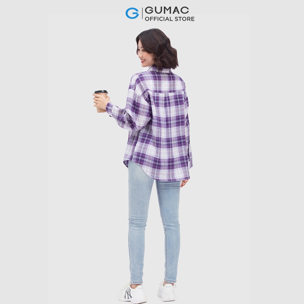 [Mã WABRGUM giảm 10% tối đa 30K đơn 99K] Áo sơ mi nữ form rộng caro thời trang nữ GUMAC AC04059 | BigBuy360 - bigbuy360.vn