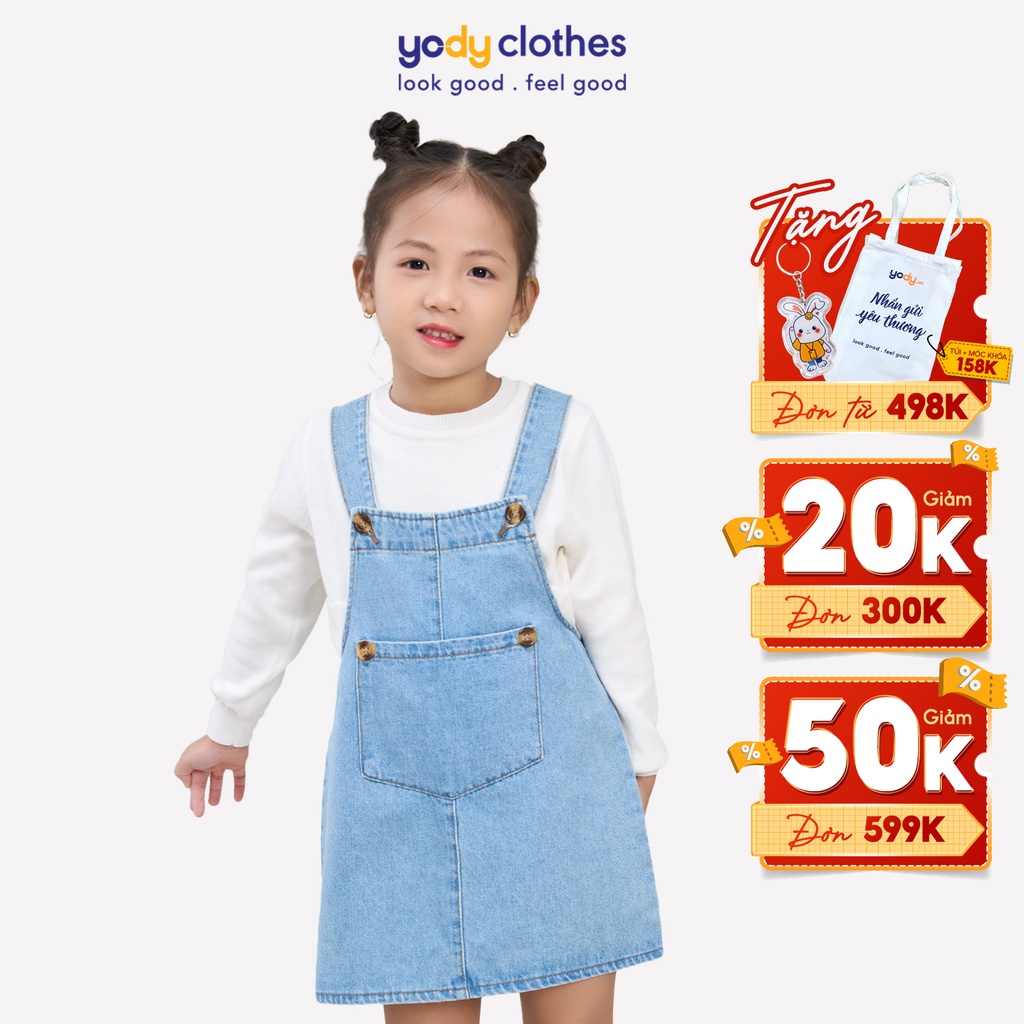 Yếm váy jean bé gái YODY có túi ở bụng dễ thương KID4341