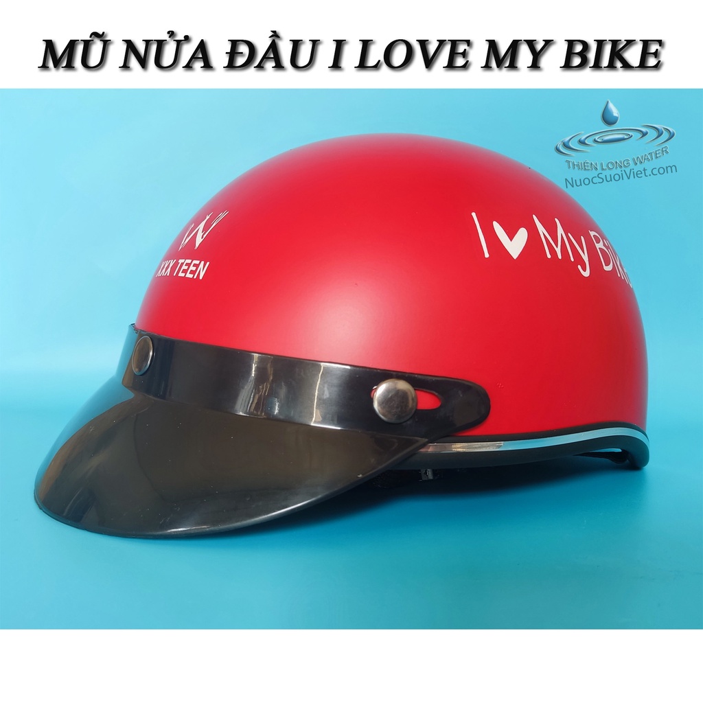 Nón Bảo Hiểm Nửa Đầu Thái Tem I Love My Bike Dễ Thương - Mũ Bảo Hiểm Thời Trang