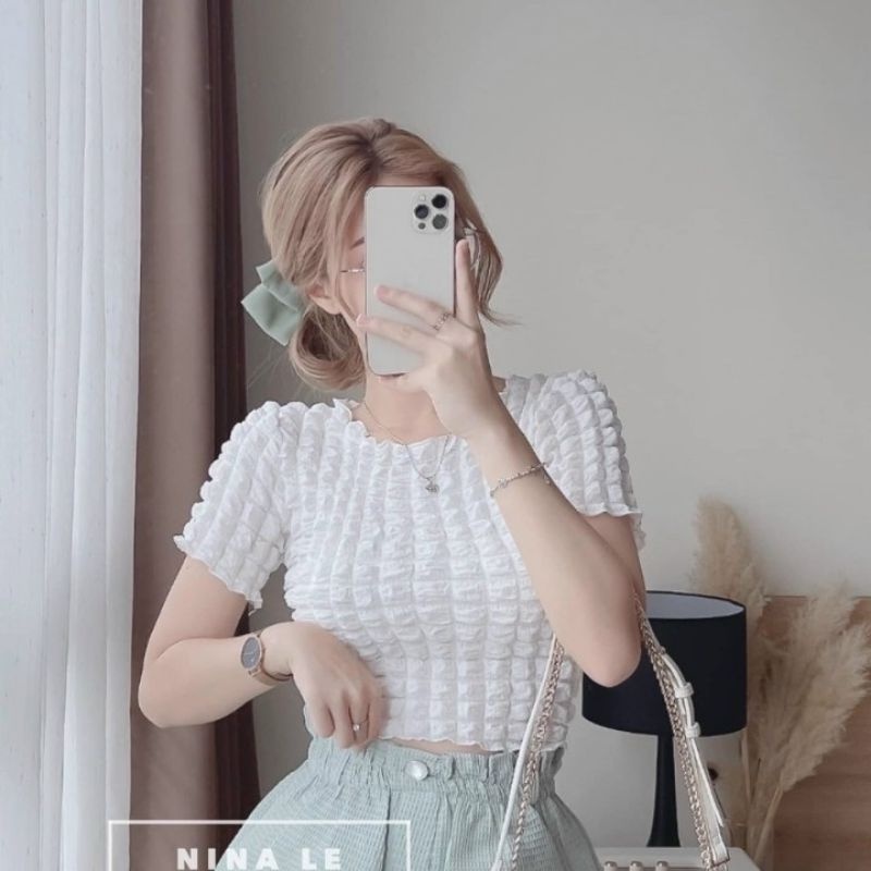 Áo croptop vải xốp chính phẩm đẹp xuất sắc TV2 ♥️