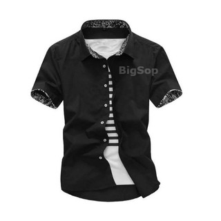 Áo sơ mi đen ngắn tay