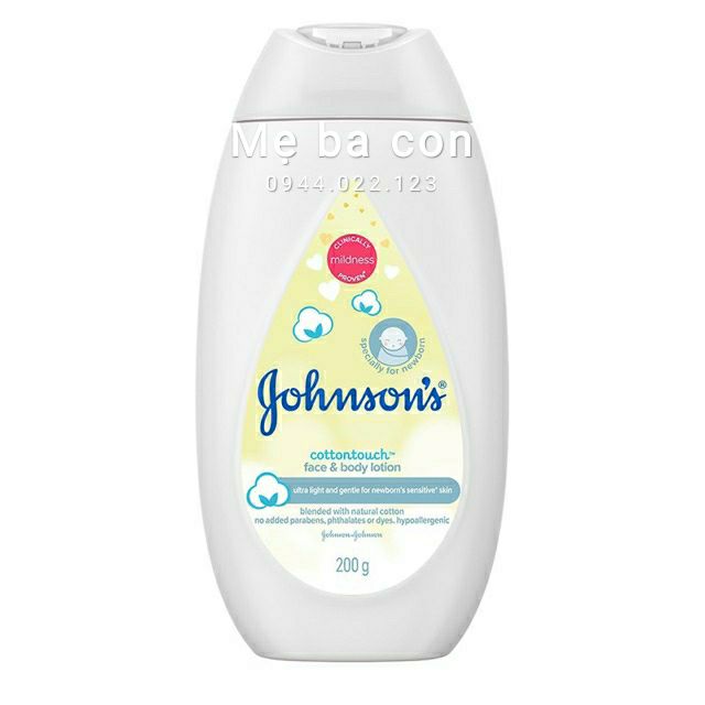Sữa dưỡng ẩm Johnson's Baby Cotton Touch mềm mịn  mới