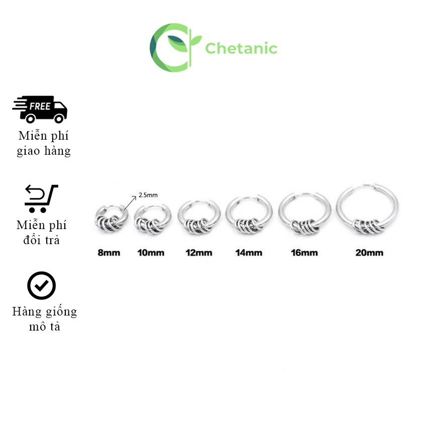 Khuyên tròn titan nam nữ kết hợp vòng nhỏ siêu cá tính - Chetanic