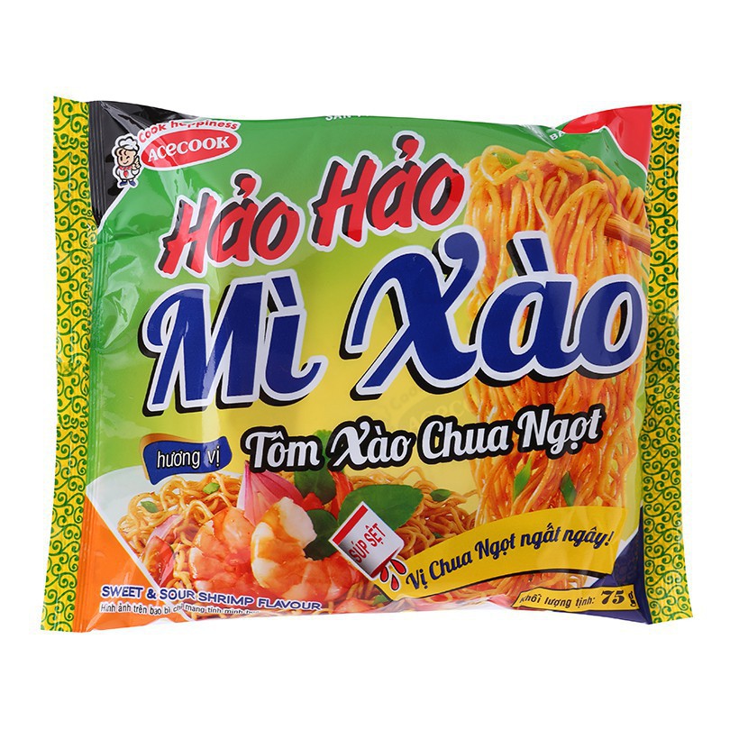 [Mã 77FMCGSALE1 giảm 10% đơn 250K] MÌ XÀO HẢO HẢO TÔM XÀO CHUA NGỌT - TÔM HÀNH 75G date mới