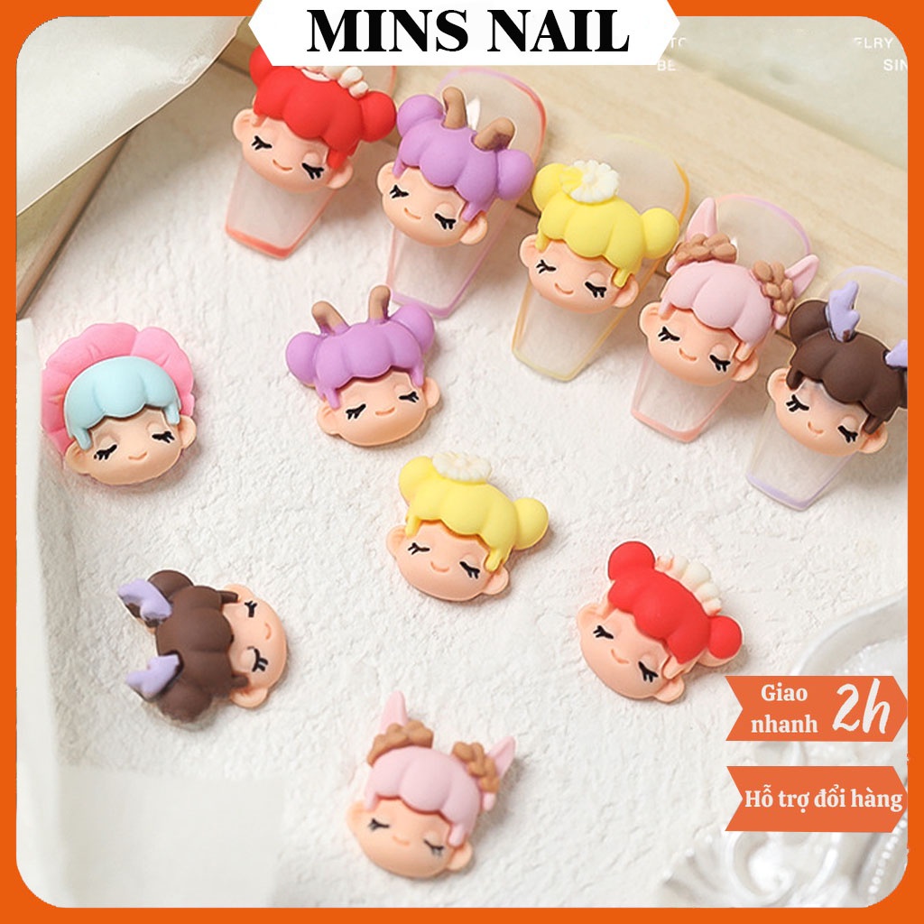 Charm nail cao cấp, Charm hoạt hình, Charm nơ búp bê đính móng cute