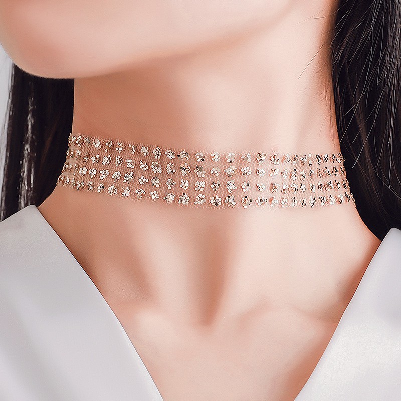 Dây chuyền đá nhân tạo lấp lánh phong cách Hàn Quốc