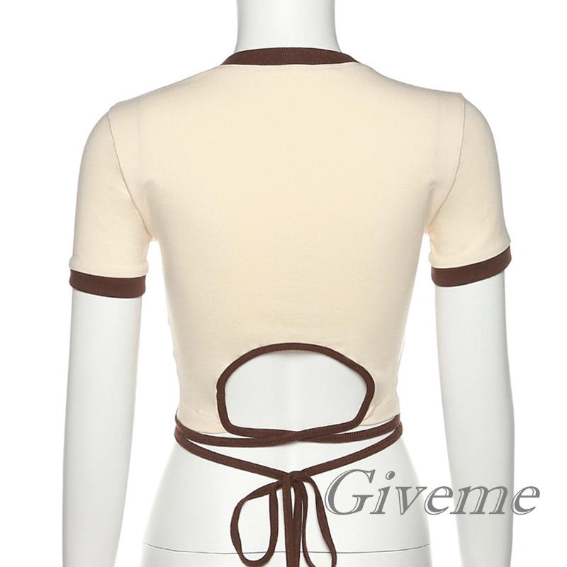 Áo Thun Crop Top Tay Ngắn Cổ Tròn In Họa Tiết Hoạt Hình Xe Hơi Thời Trang Cho Nữ