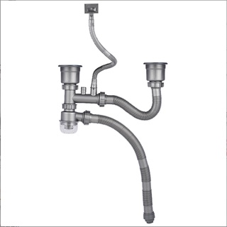 Bộ xi phông chậu rủa bát 2 hố ống mềm cao cấp