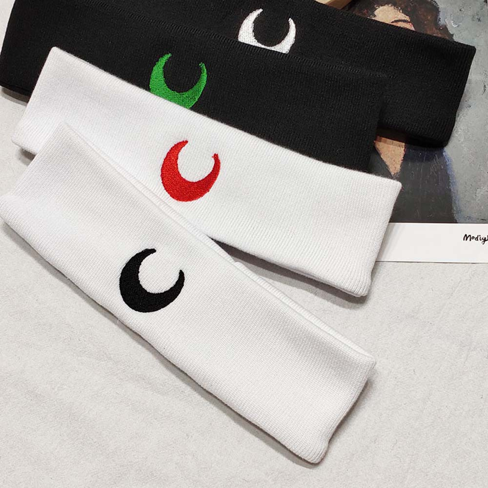 Băng Đô Dệt Kim Mềm Co Giãn Thêu Hình Mặt Trăng Phong Cách Thể Thao Độc Đáo Cho Nữ