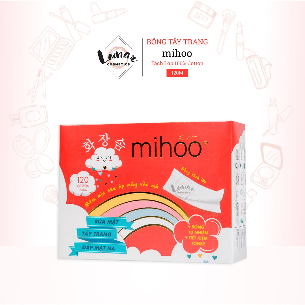 Bông Tẩy Trang Tách Lớp Mihoo Hộp 120 Miếng Cotton Pads