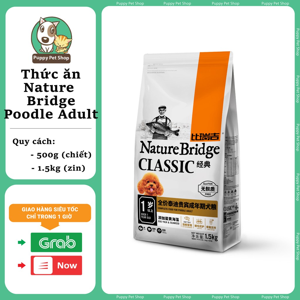 Thức Ăn Hạt Nature Bridge Dành Riêng Cho Chó Poodle Trưởng Thành Gói Lẻ 500g