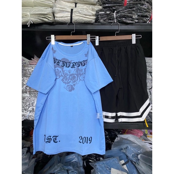 Sét áo hoa hồng xám + quần đùi V TH6