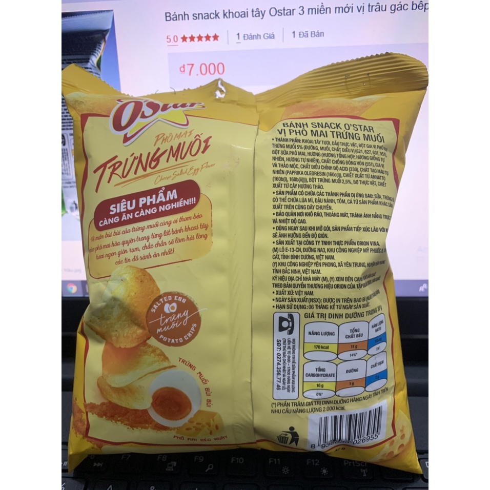 Bánh Snack Ostar Khoai Tây vị Trứng Muối Orion