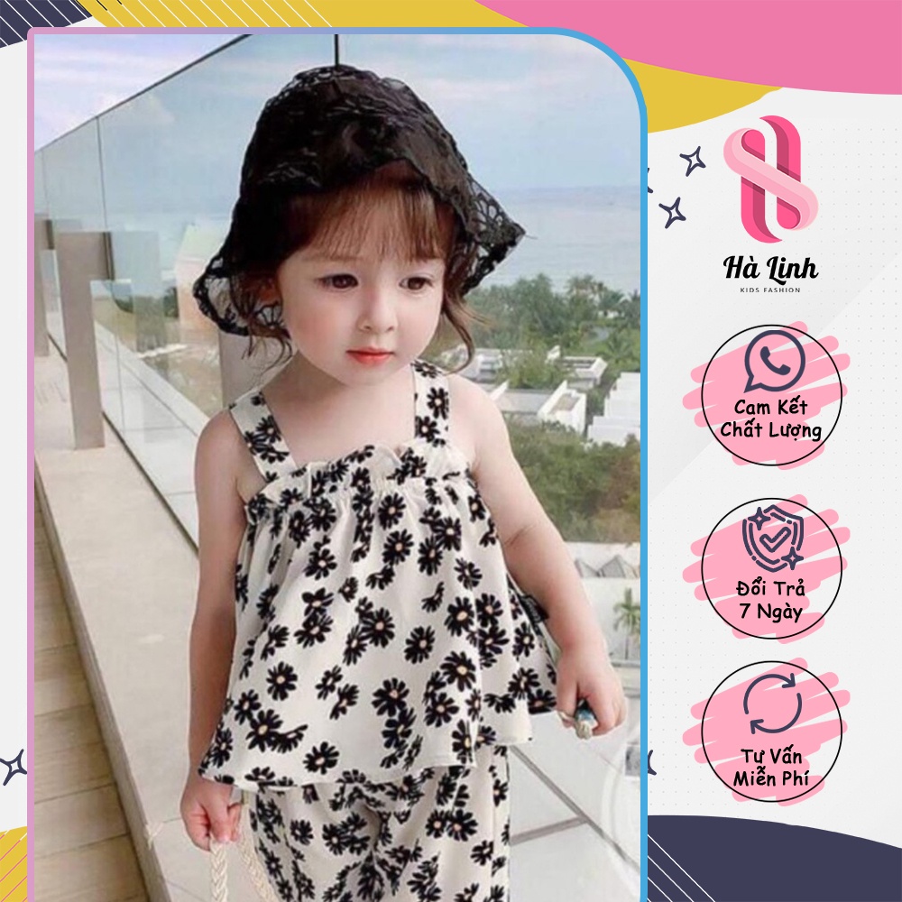 Áo 2 dây bánh bèo và quần dài họa tiết đáng yêu cho bé -A43