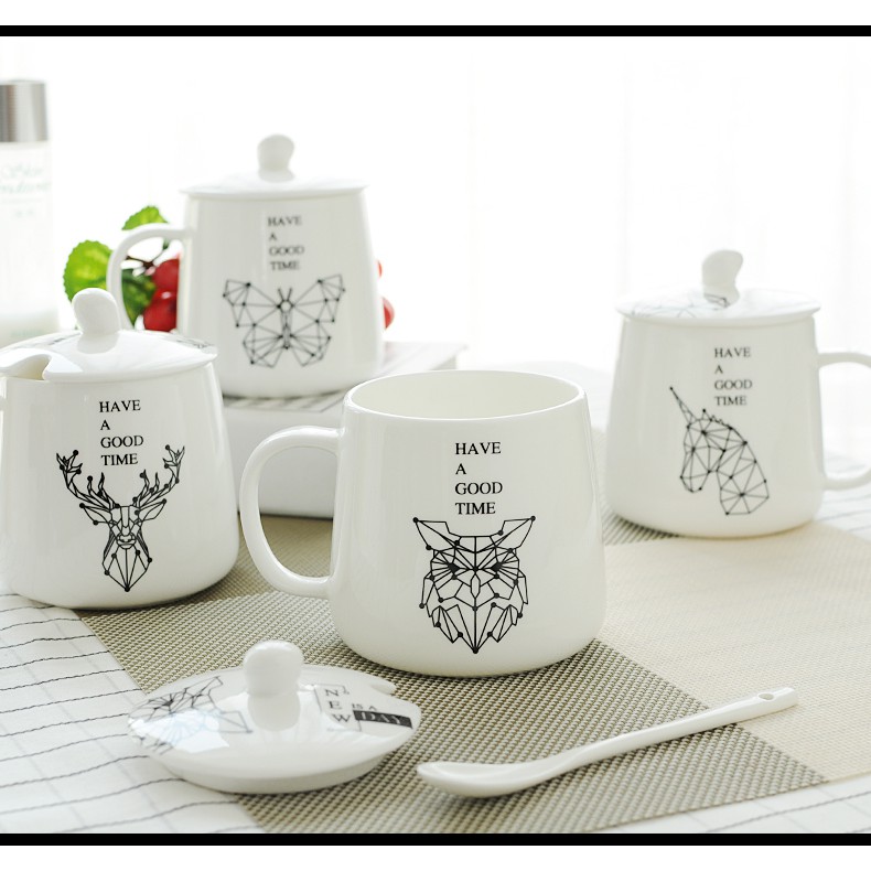 [HÀNG CÓ SẴN] Ly Sứ trắng có nắp đậy