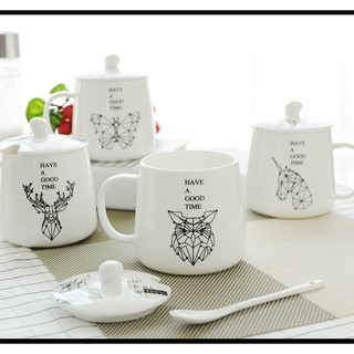 [HÀNG CÓ SẴN] Ly Sứ trắng có nắp đậy