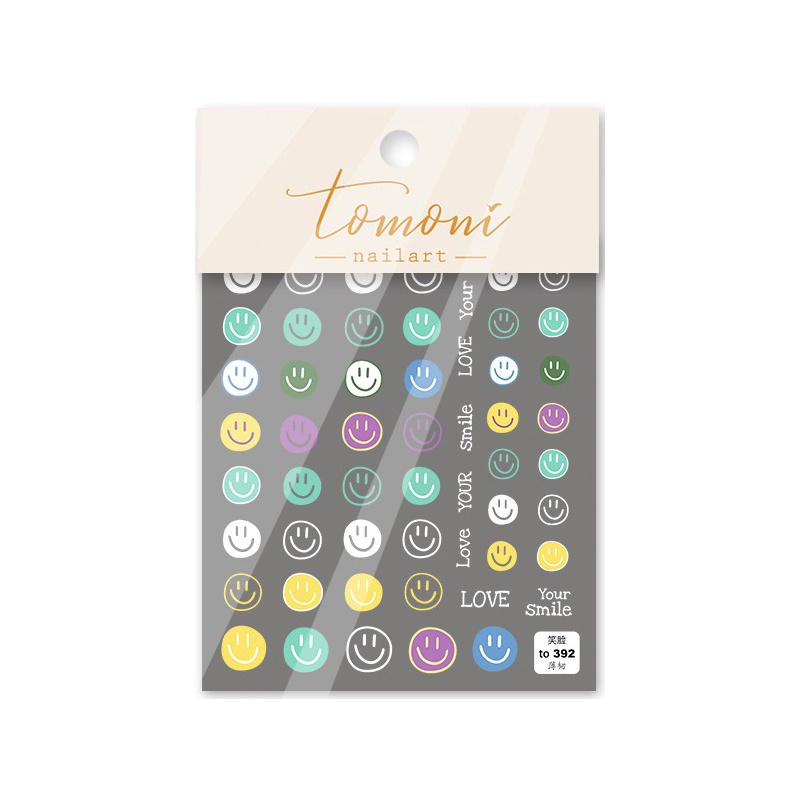 [Hàng mới về] Tờ miếng dán trang trí móng tay nghệ thuật decal hình mặt cười 3D hoạt hình đáng yêu thời trang mùa hè