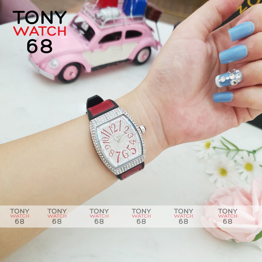 Đồng hồ nữ FM mặt bầu dục đính đá dây cao su bọc da sang chảnh chống nước Winsley | BigBuy360 - bigbuy360.vn