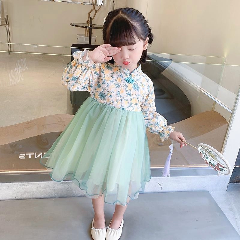 Đầm bé gái thêu hoa phong cách Trung Quốc