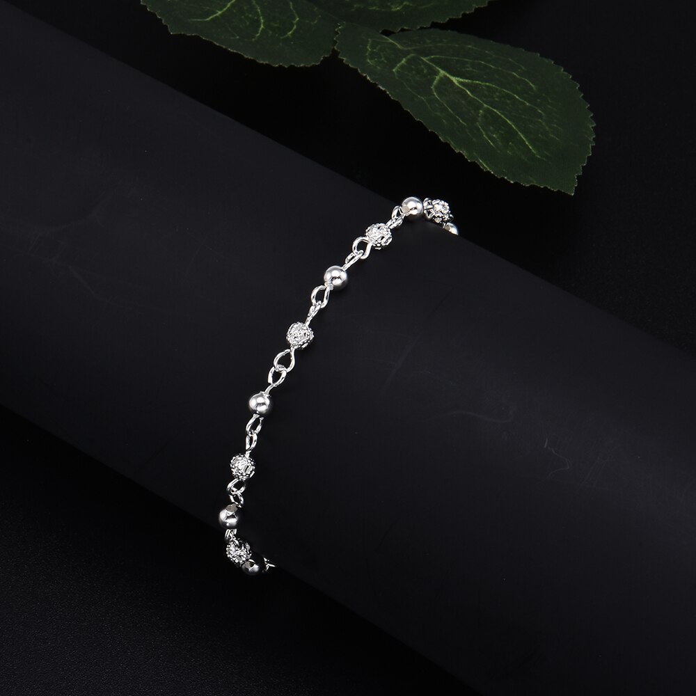1 Lắc Chân Bạc 925 Đính Hạt Thời Trang