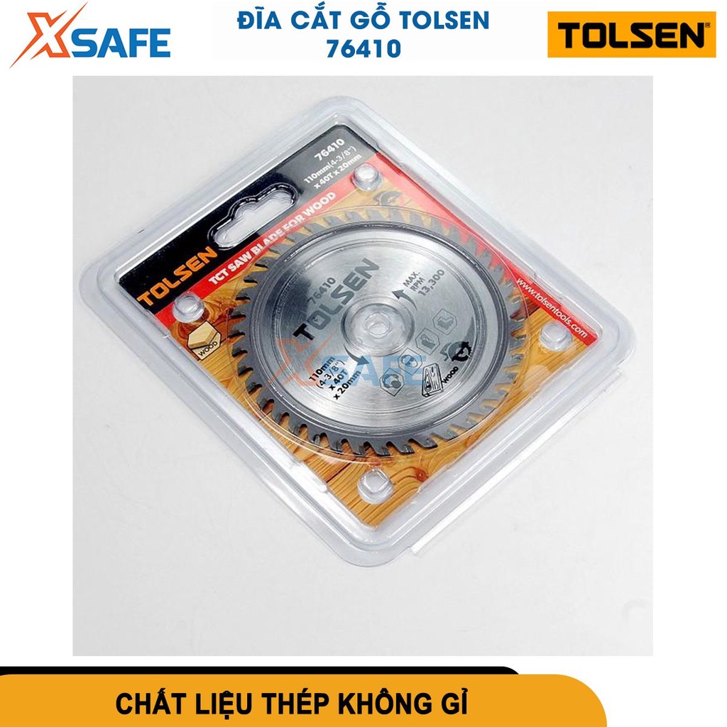 Đĩa cắt gỗ TOLSEN 76410 110mm*40T*20mm lưỡi cưa gỗ tròn hợp kim thép cao cấp, bền bỉ, ít bị ăn mòn [CHÍNH HÃNG][XSAFE]