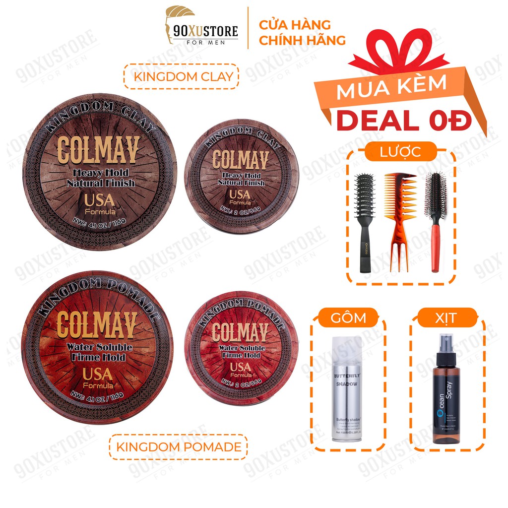 Sáp vuốt tóc nam Colmav Kingdom Clay , KingDom Pomade , tạo kiểu tóc , giữ nếp tóc