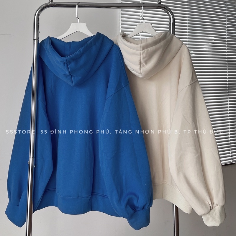 Áo khoác nỉ UNFLUMOSTUDIO 3 màu Kem + xanh +Đen form rộng unisex nam nữ