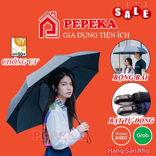 Ô che mưa, dù che nắng, ô gấp gọn có nút bật tự động cao cấp pepeka t.otb