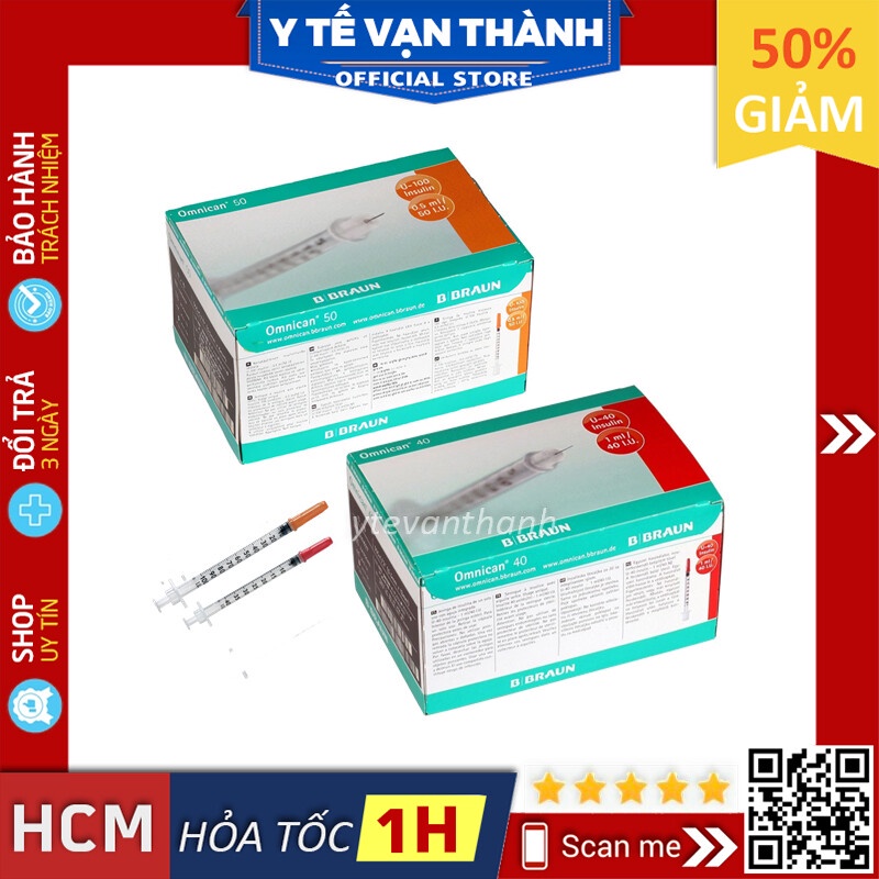 ✅ Bơm Tiêm Insulin, Kim Đầu Cam Chích Tiểu Đường: B.Braun - Siêu Nhỏ, Chích Êm (Bbraun Braun) -VT0159