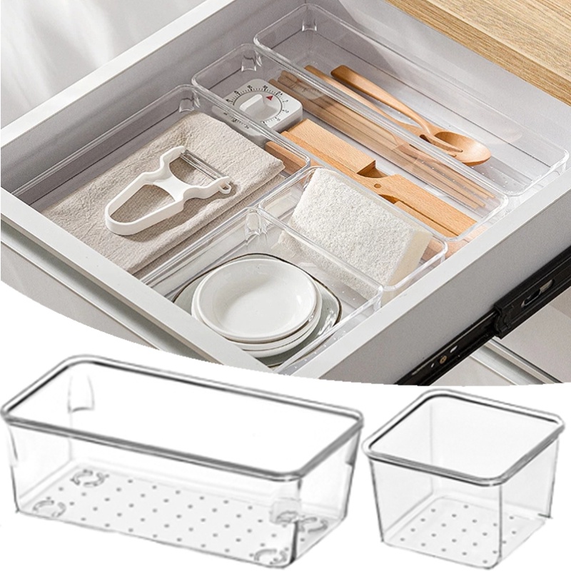 Hộp Nhựa Trong Suốt Chia Ngăn Đựng Đồ Trang Sức/Mỹ Phẩm/Văn Phòng Phẩm