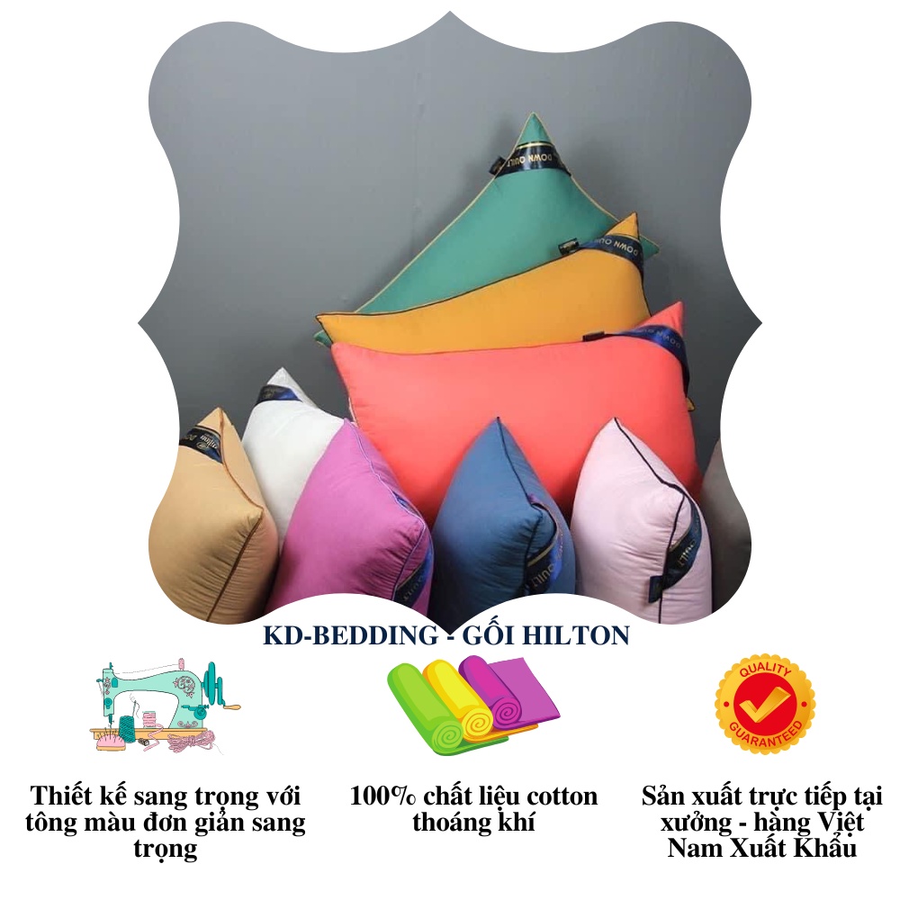 Ruột gối nằm Hilton cao cấp, gối đầu dành cho người lớn êm ái KD BEDDING kích thước 45cm x 65cm