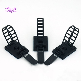 20pcs Black Sticky Adjustable Wire Ties Cable Clips Clip Plastic