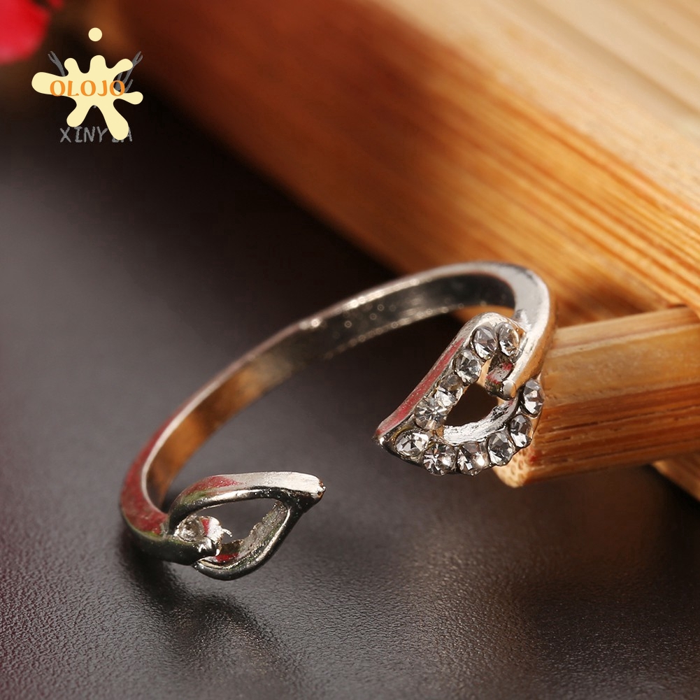 Nhẫn đeo tay mặt hình chiếc lá ô liu thiết kế hở có thể điều chỉnh được xinh xắn dành cho nữ