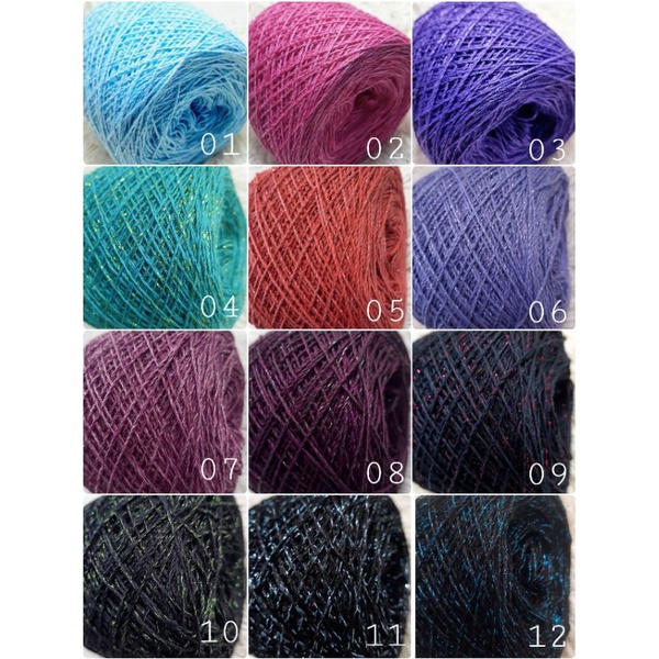 (01-12) Sợi Cotton 100% se 0.8mm, đan móc áo mùa hè