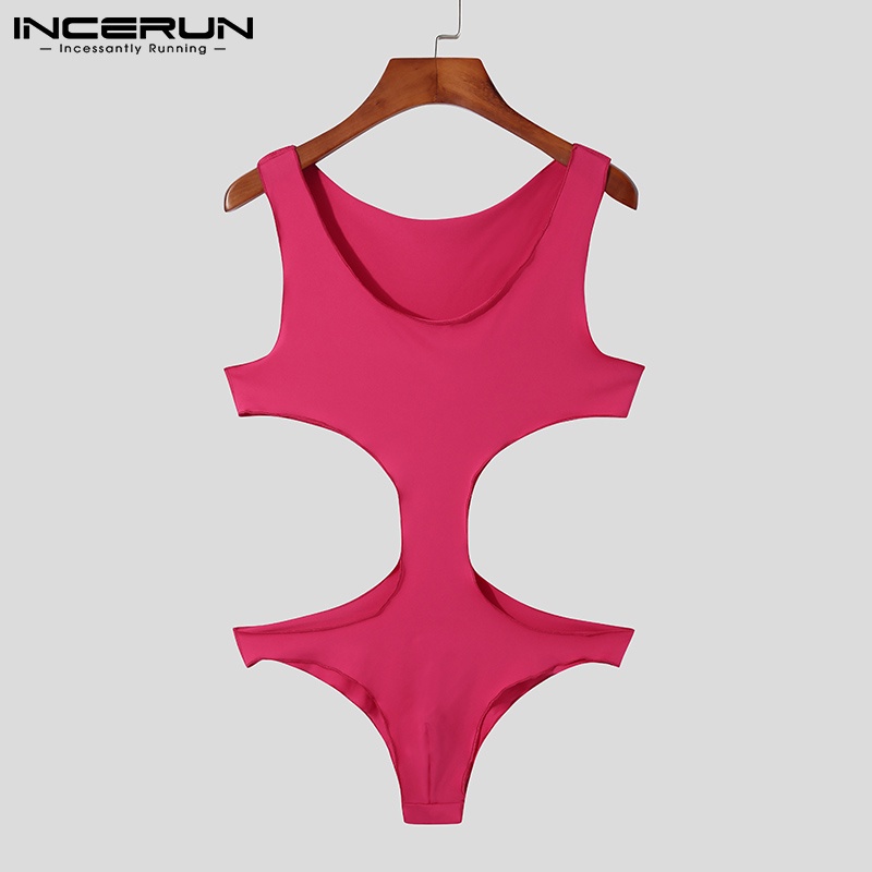 Jumpsuit INCERUN kiểu sát nách cổ tròn khoét lỗ gợi cảm cho nam