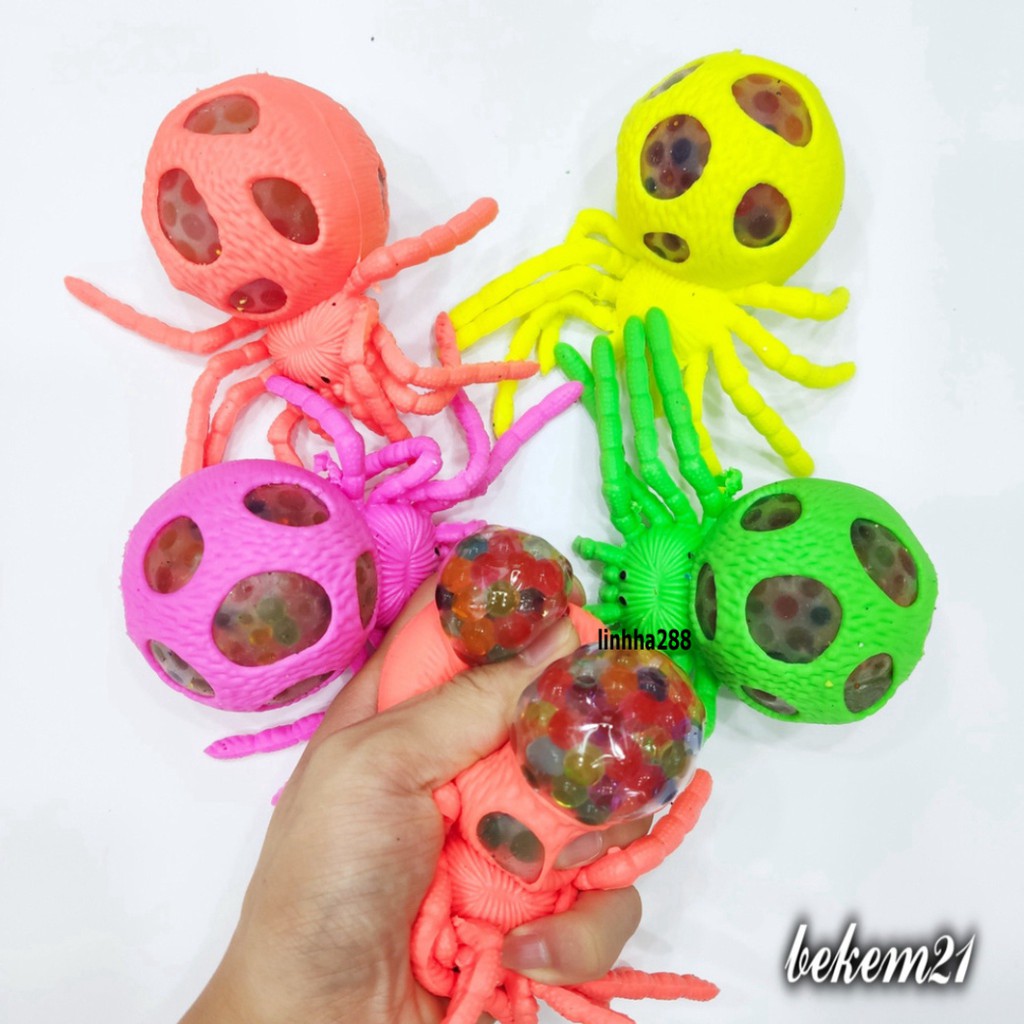(5 MÀU) Squishy Hình Con Nhện Đủ Màu dễ thương bóp ra hạt đồ chơi gudetama mochi slime