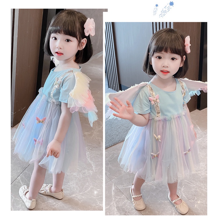 ♥Cfs♥ Đầm Hóa Trang Công Chúa Hình Cánh Bướm Phong Cách Hàn Quốc Mẫu Mới 2022 Dành Cho Bé Gái