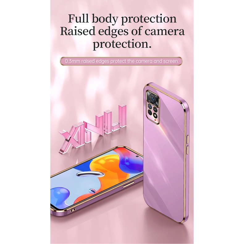 For Xiaomi Redmi Note 11 Pro Case Straight Plating Frame Silicone Cover Redme Note11 4G 11S 5G 11Pro Plus Camera Protect Fundas