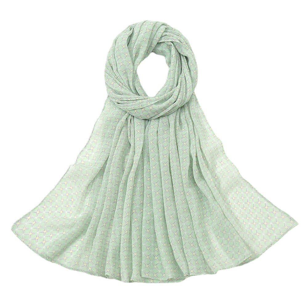 Khăn Choàng Cổ chiffon Họa Tiết Hình Học Màu Sắc Kẹo Ngọt Dành Cho Nữ