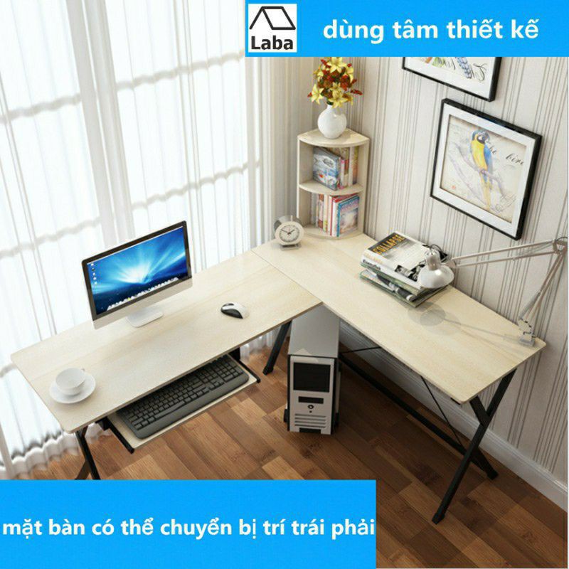 Bàn chữ L để máy tính và sách bằng gỗ ván ép dùng để học tập và làm việc | BigBuy360 - bigbuy360.vn