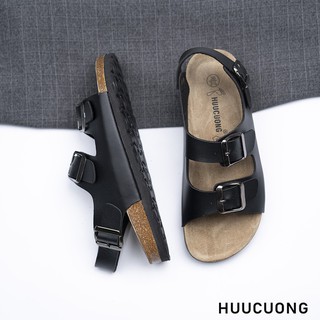 💥💥Sandal 2 khóa da pu màu đen ĐẾ TRẤU