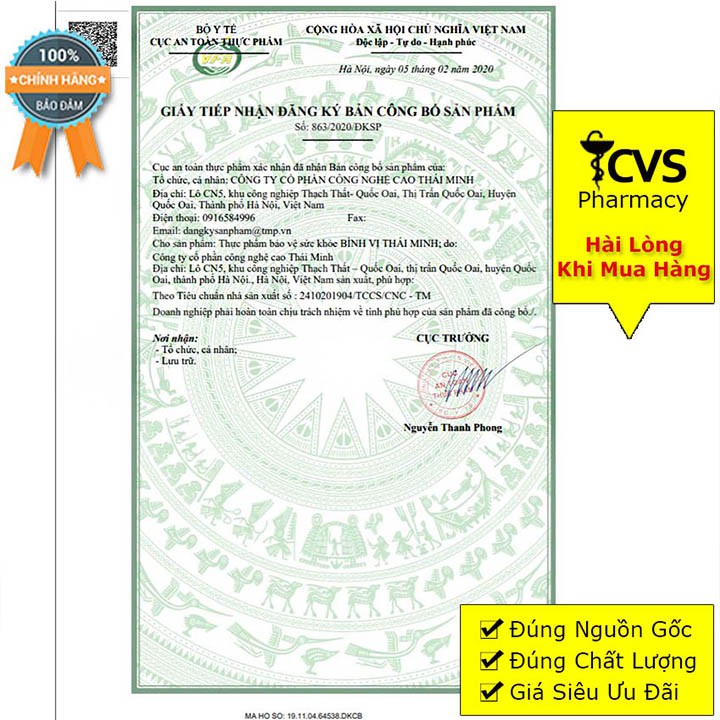 Bình Vị Thái Minh - Giảm Trào Ngược Dạ Dày, Hỗ Trợ Cải Thiện Và Giảm Thiểu Các Biểu Hiện Của Viêm Loét Dạ Dày